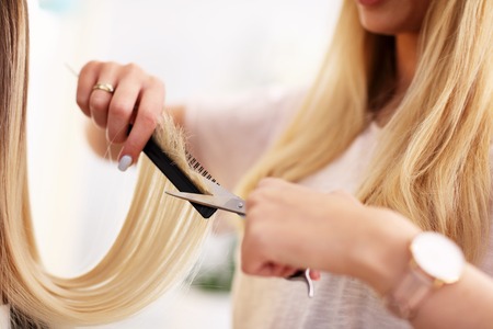 Adult woman at the hair salonの写真素材