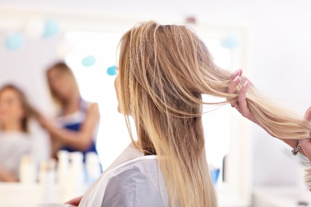 Adult woman at the hair salonの写真素材