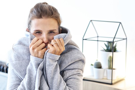 Sick adult woman at home