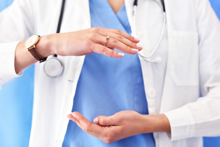 Midsection of female doctorの写真素材
