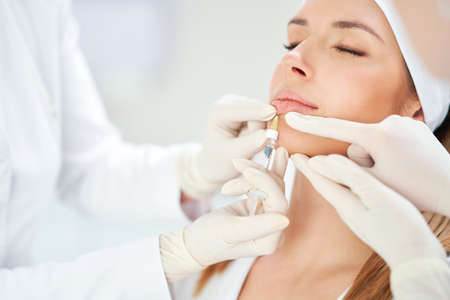 A scene of medical cosmetology treatments botulinum injection.の写真素材