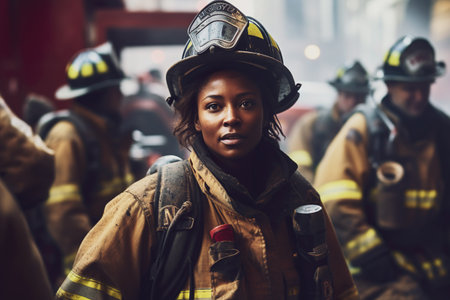 Ai generated image of woman as firefighterの素材