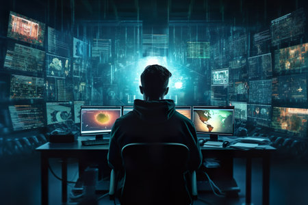AI generated image of person like hackerの素材