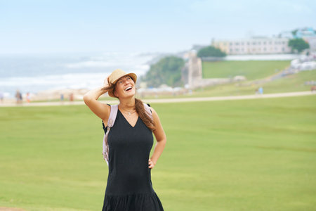 Photo of woman tourist in San Juanの写真素材