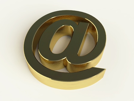 3d chrome at symbol on a white backgroundの写真素材