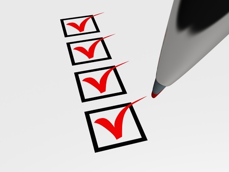 Checking on a white backgroundの写真素材