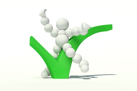 3d human with big positive symbolの写真素材