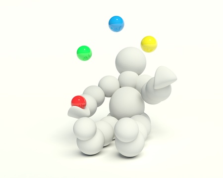 3d man juggles with the ball in colorの写真素材