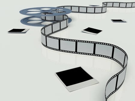 Blank film strip on a white backgroundの写真素材