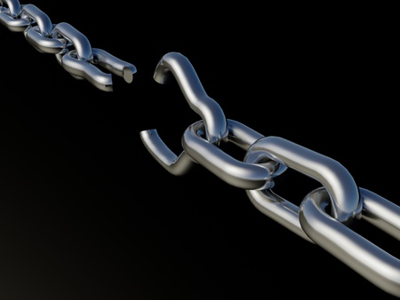 Broken chain on a black background