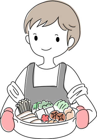 Man cooking (hot pot)のイラスト素材