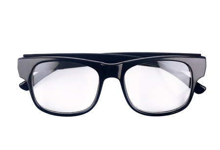 Black hipster glasses isolated on white backgroundの写真素材