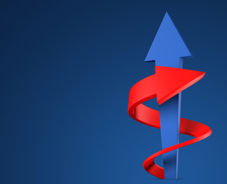 Two arrows on red background