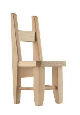 Miniature wooden chair isolated on white backgroundの写真素材