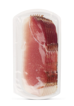 Prosciutto plastic casserole isolated on white backgroundの写真素材