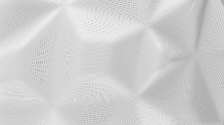 closeup 3d illustration of high resolution abstract geometric white mesh texture backgroundの写真素材