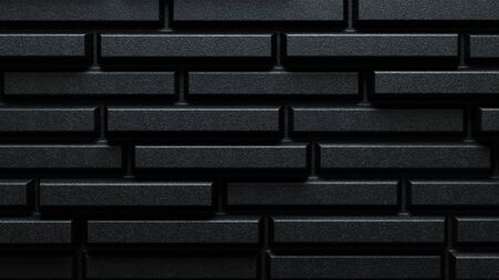 abstract geometric 3d illustration design of dark black geometric stone wall brick pattern...