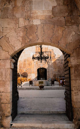 PAZAR, TURKEY - AUGUST 6, 2021: Entrance in the historical building of Mahperi Hatun Caravanserai...