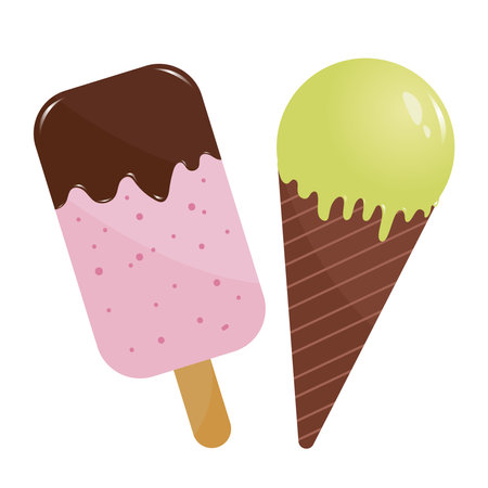2 types of ice cream vector isolated on white background. ice creamのイラスト素材