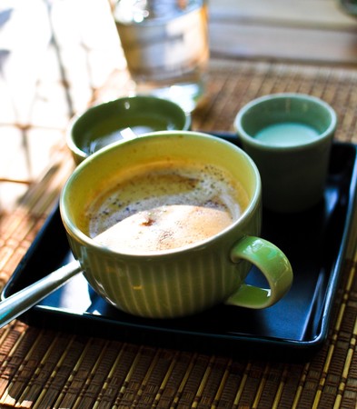 A cup of coffee in the morningの写真素材