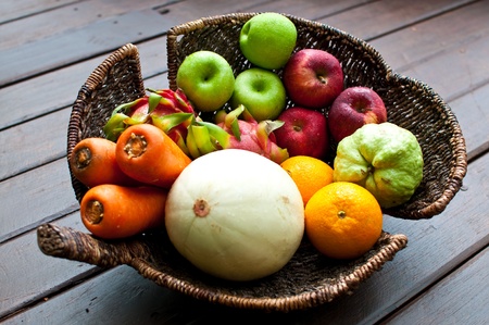 Fresh fruit basketの写真素材