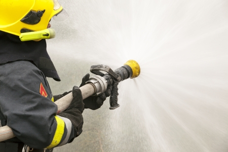 firefighter in actionの写真素材