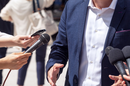 Media interview. Press conference.の写真素材