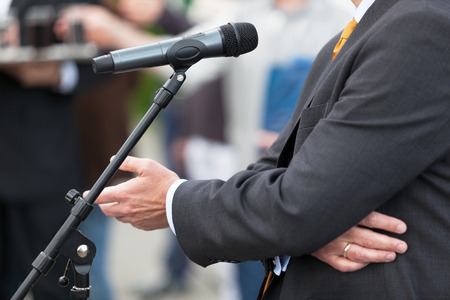 News conference. Microphone.の写真素材