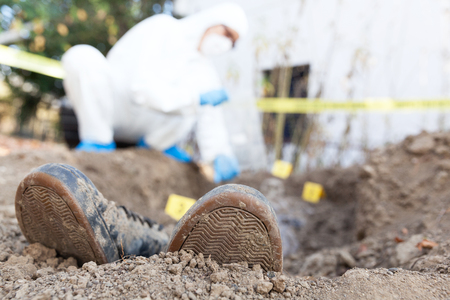 Exhumation: Forensic science specialist at workの写真素材