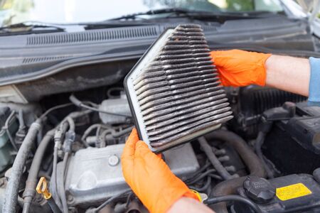 Dirty car engine air filter