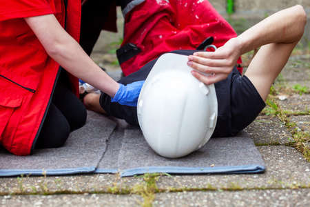 First aid after workplace or accident on work at construction site