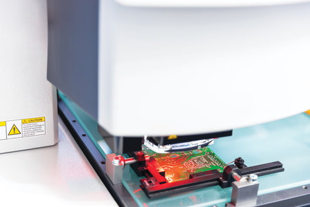 Printed wiring board scan inspection during production process. Electronics manufacturing.