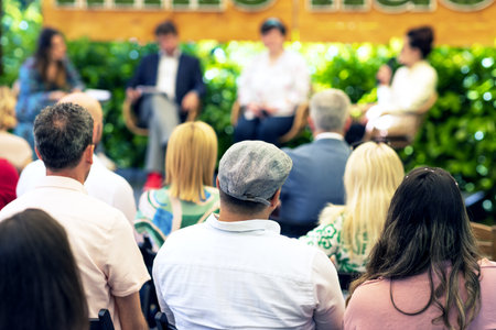 Business conference and presentation, international political meeting or round tableの写真素材