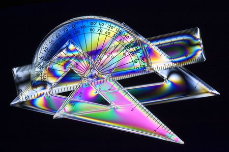 Plastic geometry set. cross polarisedの写真素材