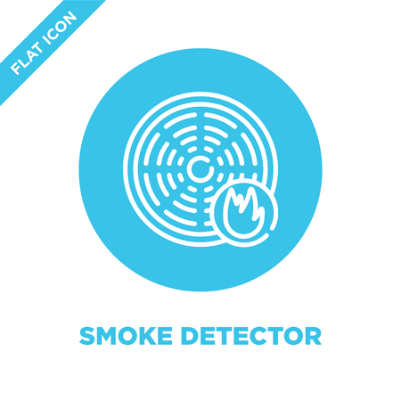 smoke detector icon vector from smart home collection. Thin line smoke detector outline icon vector  illustration. Linear symbol for use on web and mobile apps, logo, print media.のイラスト素材