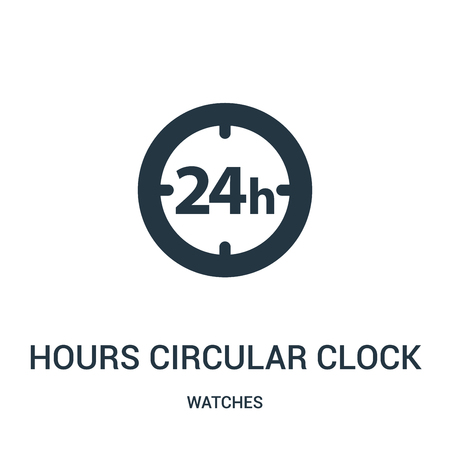hours circular clock symbol icon vector from watches collection. Thin line hours circular clock symbol outline icon vector illustration. Linear symbol for use on web and mobile apps, logo, print media.のイラスト素材