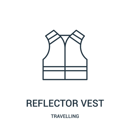 reflector vest icon vector from travelling collection. Thin line reflector vest outline icon vector illustration. Linear symbol for use on web and mobile apps, logo, print media.のイラスト素材