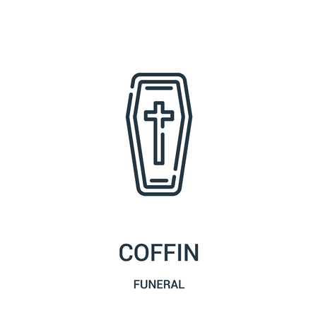 coffin icon vector from funeral collection. Thin line coffin outline icon vector illustration. Linear symbol for use on web and mobile apps, logo, print media.のイラスト素材