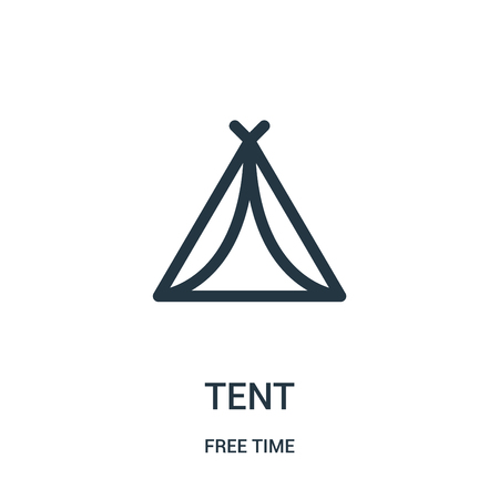 tent icon vector from free time collection. Thin line tent outline icon vector illustration. Linear symbol for use on web and mobile apps, logo, print media.のイラスト素材