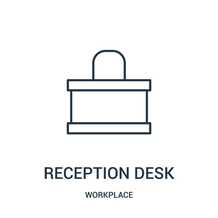 reception desk icon vector from workplace collection. Thin line reception desk outline icon vector illustration. Linear symbol for use on web and mobile apps, logo, print media.のイラスト素材