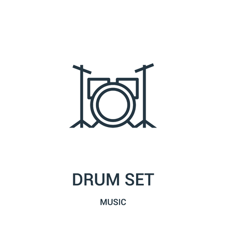 drum set icon vector from music collection. Thin line drum set outline icon vector illustration. Linear symbol for use on web and mobile apps, logo, print media.のイラスト素材