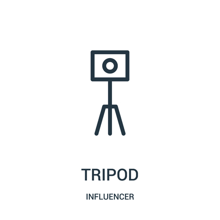 tripod icon vector from influencer collection. Thin line tripod outline icon vector illustration. Linear symbol for use on web and mobile apps, logo, print media.のイラスト素材