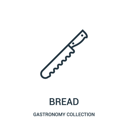 bread icon vector from gastronomy collection collection. Thin line bread outline icon vector illustration. Linear symbol for use on web and mobile apps, logo, print media.のイラスト素材