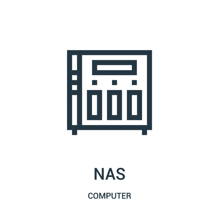 nas icon vector from computer collection. Thin line nas outline icon vector illustration. Linear symbol for use on web and mobile apps, logo, print media.