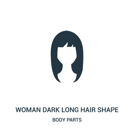 woman dark long hair shape icon vector from body parts collection. Thin line woman dark long hair shape outline icon vector illustration. Linear symbol for use on web and mobile apps, logo, print のイラスト素材