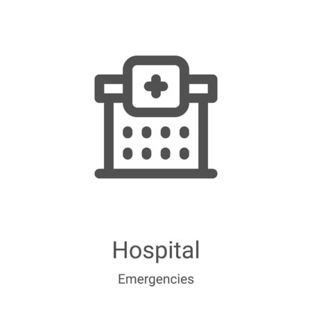 hospital icon vector from emergencies collection. Thin line hospital outline icon vector illustration. Linear symbol for use on web and mobile apps, logo, print mediaのイラスト素材