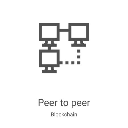 peer to peer icon vector from blockchain collection. Thin line peer to peer outline icon vector illustration. Linear symbol for use on web and mobile apps, logo, print mediaのイラスト素材