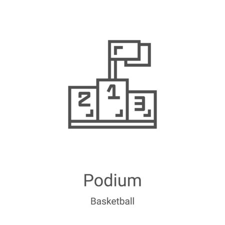 podium icon vector from basketball collection. Thin line podium outline icon vector illustration. Linear symbol for use on web and mobile apps, logo, print mediaのイラスト素材