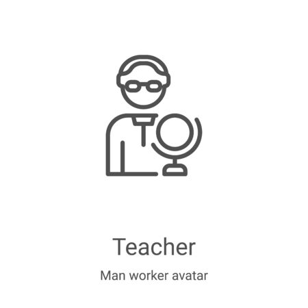 teacher icon vector from man worker avatar collection. Thin line teacher outline icon vector illustration. Linear symbol for use on web and mobile apps, logo, print mediaのイラスト素材