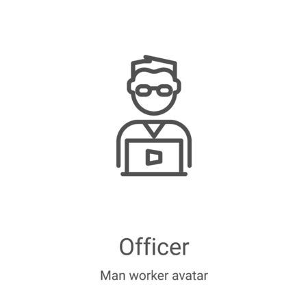 officer icon vector from man worker avatar collection. Thin line officer outline icon vector illustration. Linear symbol for use on web and mobile apps, logo, print mediaのイラスト素材